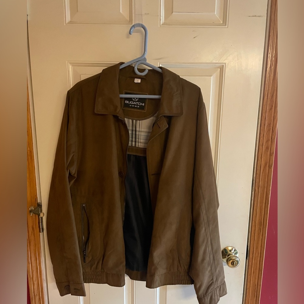 NWOT BugatchiUomo Suede bomber jacket Truffle. XXL